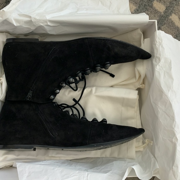 Balenciaga Point-toe lace-up suede ankle boots - Picture 2 of 9